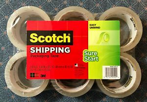 6 Pk of Scotch Sure Start Clear Shipping Packaging Tape