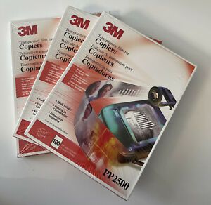 New Sealed 3M PP2500 Transparency Film for Copier 100 sheets 8.5 x 11 Lot of 3