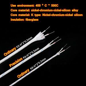KX-H 2*0.5mm/0.3mm Compensating Wire Fiberglass Insulation Cables 400-500 TEMP