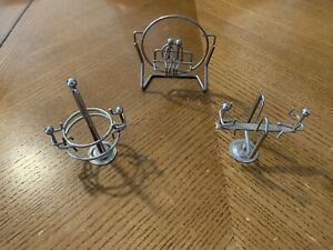 3 Chrome Kinetic Desk Toys: Playground Carousel, Lovers on Swing, Teeter Totter