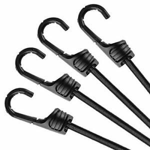 ZHOUBIN 24 Inch Black Bungee Cords with Hooks Heavy Duty 4 Pcs