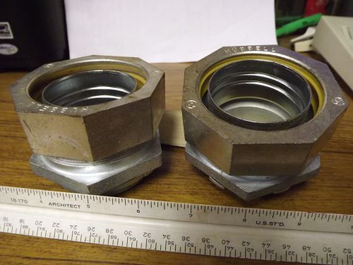 TWO Hubbell Liquid Tight 2 in. Non-Insulated Straight Connector Conduit Fittings