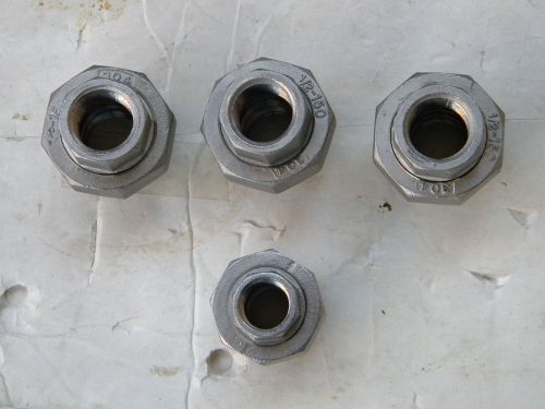 Four new stainless unions - 1/2&#034; &amp; 3/8&#034; - 150/304- for sale