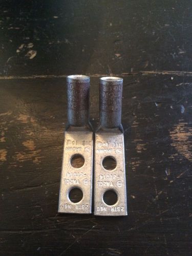 BURNDY YA2CL2TC1445 #2 Awg Lug 2Hole 45 Angle 1/4&#034;Bolt 5/8&#034;Space Brown Lot Of 2!