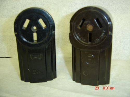 LOT OF 2- VINTAGE BAKELIGHT 50AMP 125/250V SURFACE RECEPTICLE