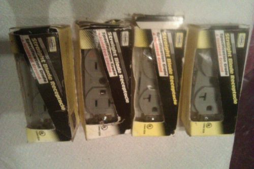4 HUBBELL WIRING DEVICE-KELLEMS IG5362GY Receptacle,Duplex,20A,125V,