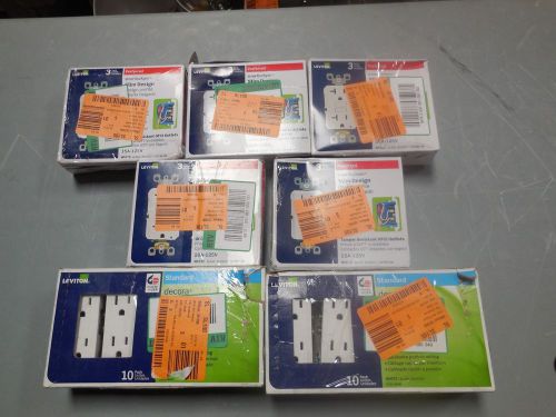 Assorted lot of 35 leviton smartlockpro 20 amp gfci outlets and regular outlets for sale