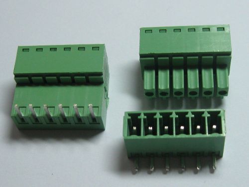 150 pcs Screw Terminal Block Connector 3.81mm Angle 6 pin Green Pluggable Type