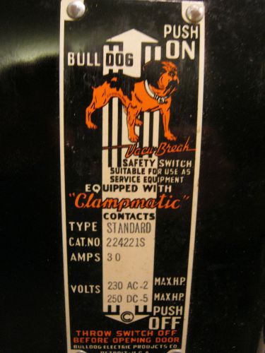 vintage electrical Bull Dog Vacu Break fuse safety switch box steampunk lamp pt