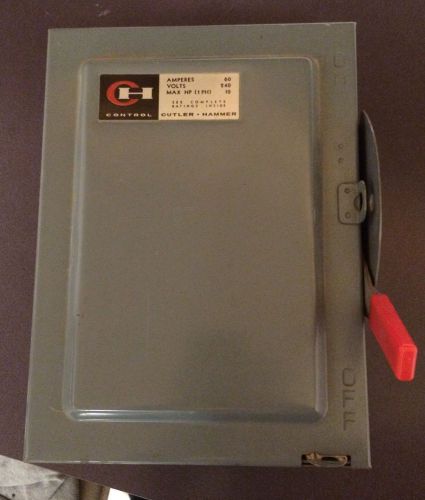 Cutler Hammer 60 Amp Fused Safety Switch CAT # 4144H342, 10 HP Max