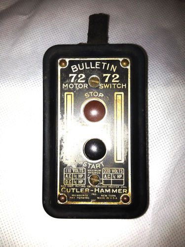 Vintage Art Deco Push Button Start/Stop Motor Switch [BULLETIN 72]
