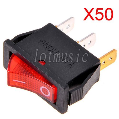 50*Rocker Switch SPST 3Pin 15A 250VAC 20A/125VAC ON-OFF with Lamp Snap