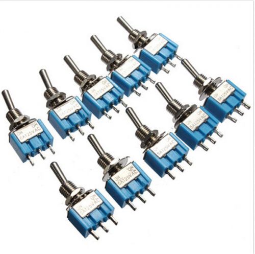 Durable 10pcs mini mts-102 3-pin spdt on-on 6a 125vac toggle switches ca tb for sale