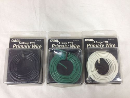 Carol 14 gauge primary wire 17ft made in usa black green white lot of 3 for sale