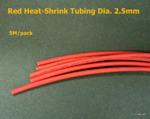 Red dia. 2.5mm 3/8 in heat shrinkable 2:1 polyolefin 600v cable tubing #so7 for sale