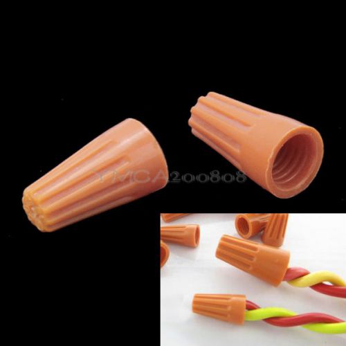 Useful 100pcs Cable Wire Nut Cap Connector With Spring Insert Plastic Orange New