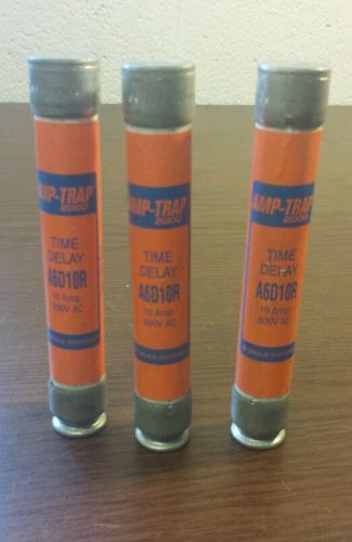 Amp-Trap A6D10R Time Delay Fuses Lot of 3