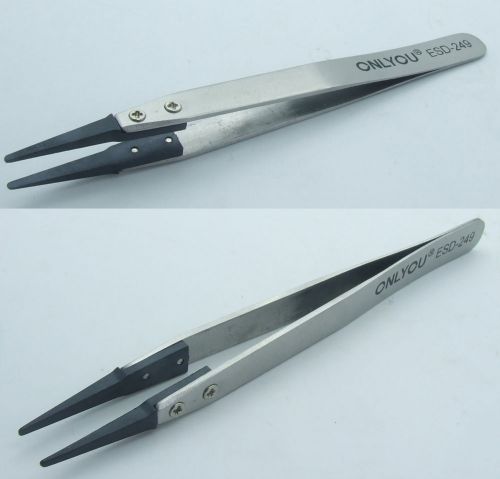 Ic smd smt jewelry repair stainless steel tweezers antistatic plier tool esd-249 for sale