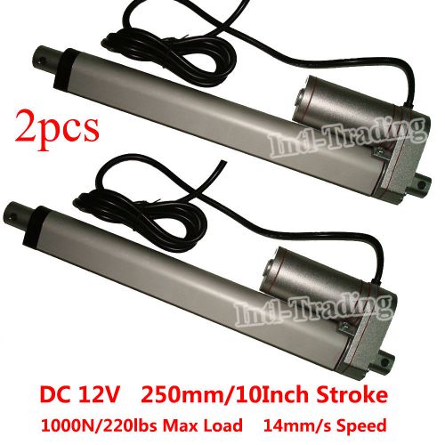 Set of 2pcs dc 12 volt 10&#034; heavy duty linear actuator stroke 220 pound max lift for sale