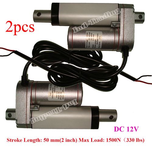 Set of 2 Heavy Duty 2&#034; Inch Linear Actuator Stroke 12 Volt DC 330 Pound Max Lift