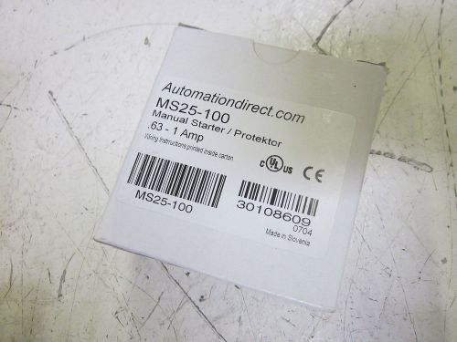 AUTOMATION DIRECT MS25-100 MANUAL STARTER .63-1A  *NEW IN A BOX*