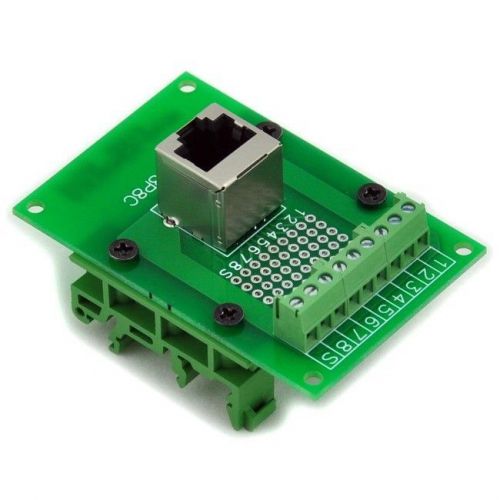 Rj45 8p8c interface module with simple din rail mount adapter, vertical header. for sale