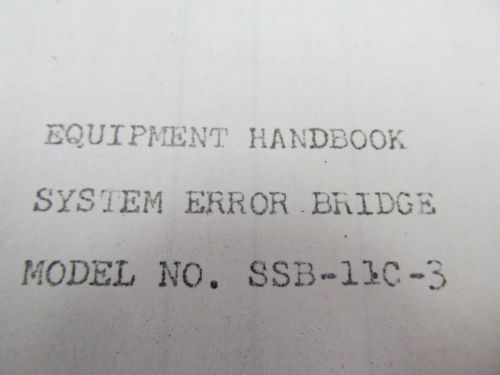 THETA SSB-11C-3 System Error Bridge Operation and Maintenance Manual  46050