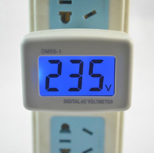 BEST US AC 110-300V Blue LCD Digital Voltage Volt Meter European Style Plug