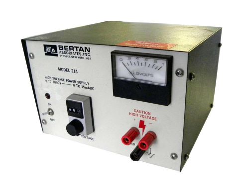 BERTAN ASSOCIATES HIGH VOLTAGE POWER SUPPLY 0-1000 VDC 15 MA MODEL 214 (2 AVAIL)