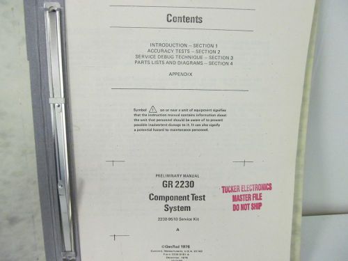 General Radio Model GR2230 Component Test System Manual