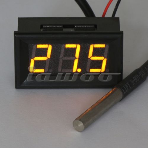 Fridge water temperature monitor meter dc yellow led  thermometer -55-125°c for sale