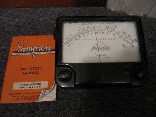 Simpson Model 388 Therm-O-Meter Temperature Meter with Instructions