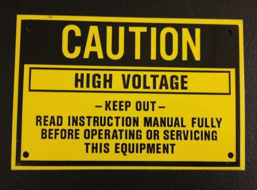 CAUTION: High Voltage, warning sign, metal