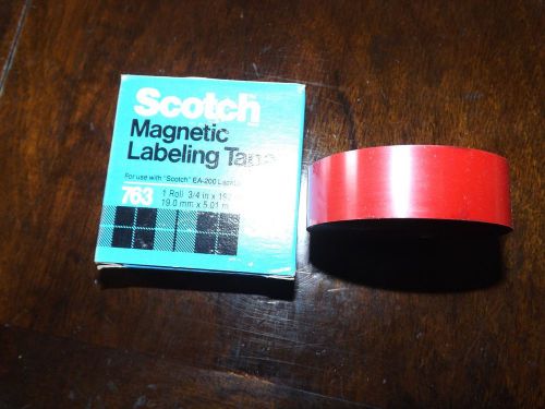 SCOTCH 3M 763 Magnetic Labeling Tape EA-200 Labeler 1 roll of RED Tape