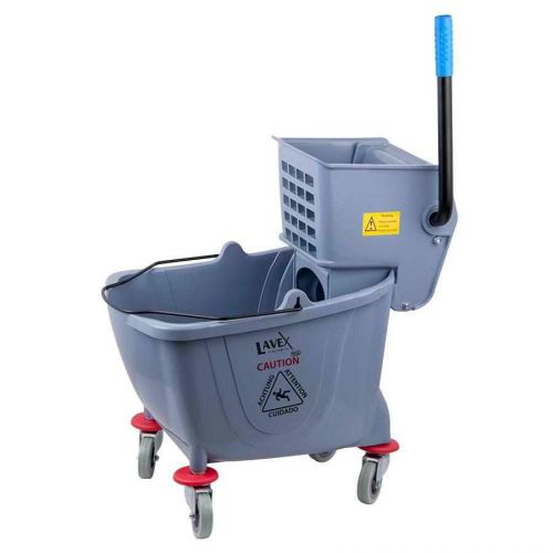 36 Quart Commercial Wet Mop Bucket &amp; Wringer Combo - Gray - Janitorial