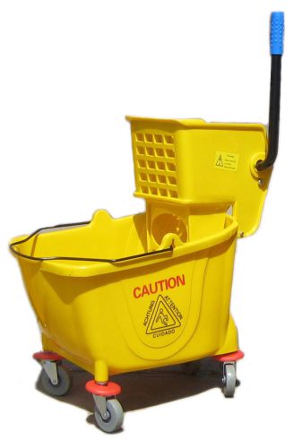 New 38 quart (36l) commercial wet mop bucket &amp; wringer combo yellow janitorial for sale
