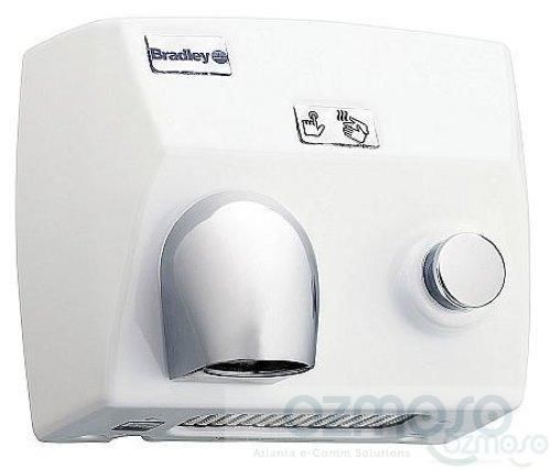 New bradley ba5 white cast iron 2873 pushbutton surface mounted hand air dryer for sale