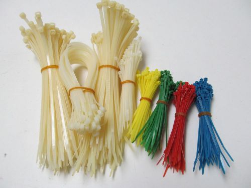 600 assorted size &amp; color nylon cable wire zip ties new 4&#034; 8&#034; 11&#034; for sale