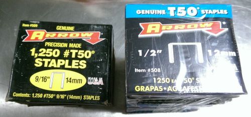 Lot of 17 packs of arrow t50 staples assorted (10) 1/2&#034; and (7) 9/16&#034; 508/509 for sale