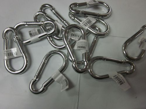 10pc ~ 8mm 3-1/4&#034; zinc plated steel carabiner safety link spring clip snap hooks for sale