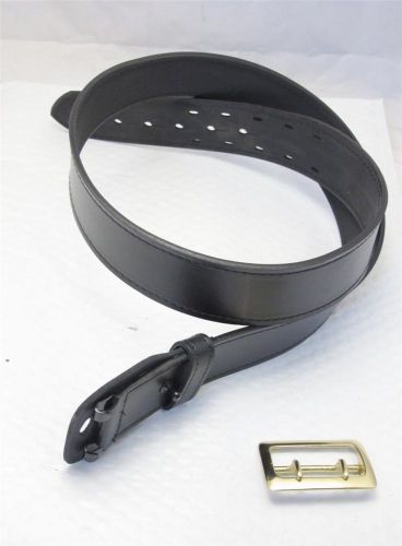 K59 size 44&#034; brass buckle g&amp;g plain black sam browne 2.25&#034; police duty belt for sale