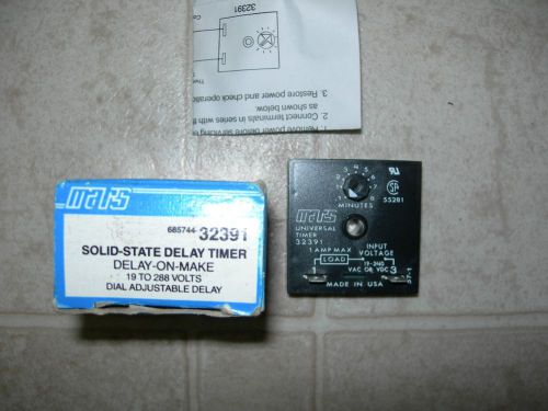 Mars 32391 solid state delay timer, dial adjustable delay on make 19 to 288 Vac