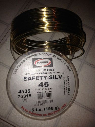 Safety-silv 45% silver brazing alloy 1/16&#034;,5t.o.(156 g) harris 4535 for sale