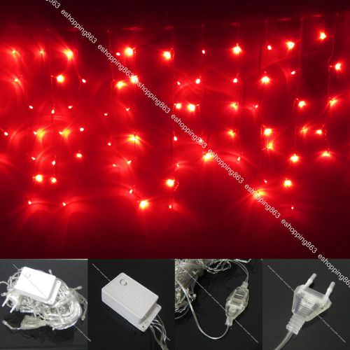 10FT 100 Leds Red Curtain Icicle LED String Fairy Light For Xmas Decoration