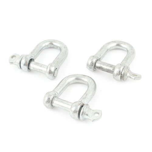 3pcs Metal Screw Collar Pin Wire Rope Dee Shackle 7mm 7/25&#034; for Rigging