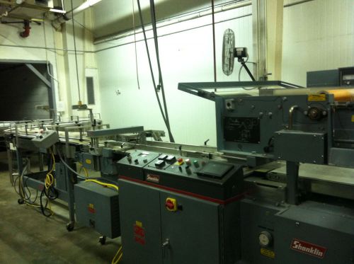 Shanklin hs-4 high speed automatic wrapper with t-72 shrink tunnel for sale