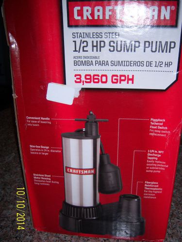 Craftsman  1/2 hp stainless steel sump pump 83 3050 for sale