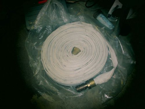 1 1/2&#034; x 100 ft. fire hose polyester cover lay flat brass fitting w/ nozzle for sale
