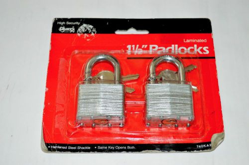 High security guard 1 1/2&#034; laminated padlocks set of 2 same key opens both for sale