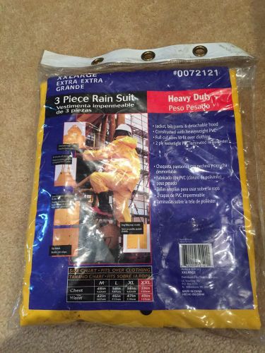 3 Piece PVC Heavy Duty Yellow Rain Suit, Rainsuit, Size 2XL 2ply